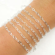 Sterling Silver Diamond Cut Marina & Smooth Oval Link Chain